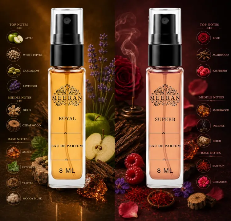  SUPERB & ROYAL Perfume Gift Set for Men & Women (8ML Each) | Long Lasting Luxury Eau De Parfum Duo Pack | 30% Oil Concentration | Pocket Perfume Travel Size Fragrance Set